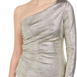 Adrianna Papell Metallic One-Shoulder Top Light Go
